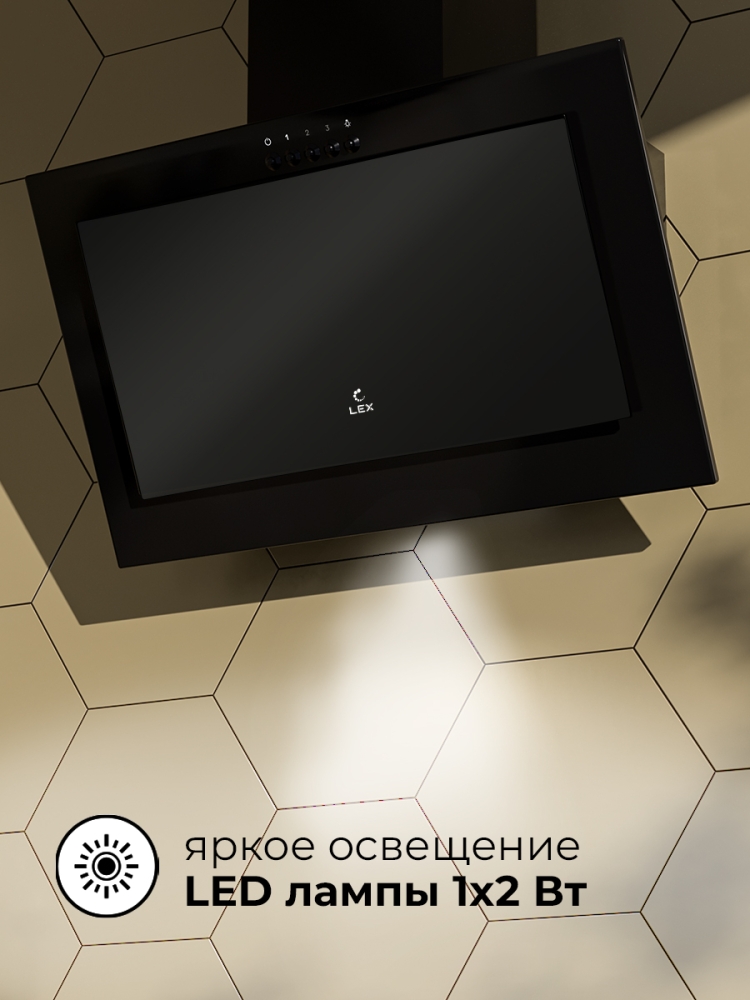Товар Наклонная вытяжка Вытяжка кухонная наклонная LEX Mio G 500 Black