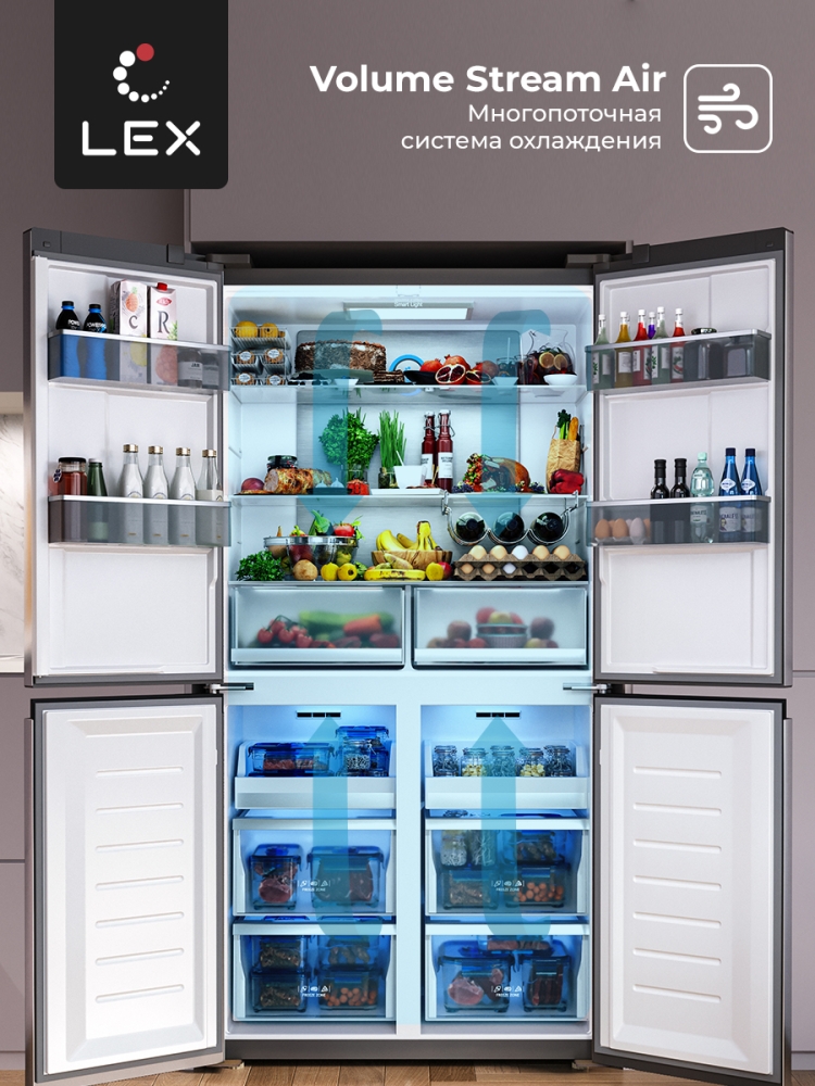 Товар Холодильник Холодильник  трехкамерный отдельностоящий LEX LCD505PnGID