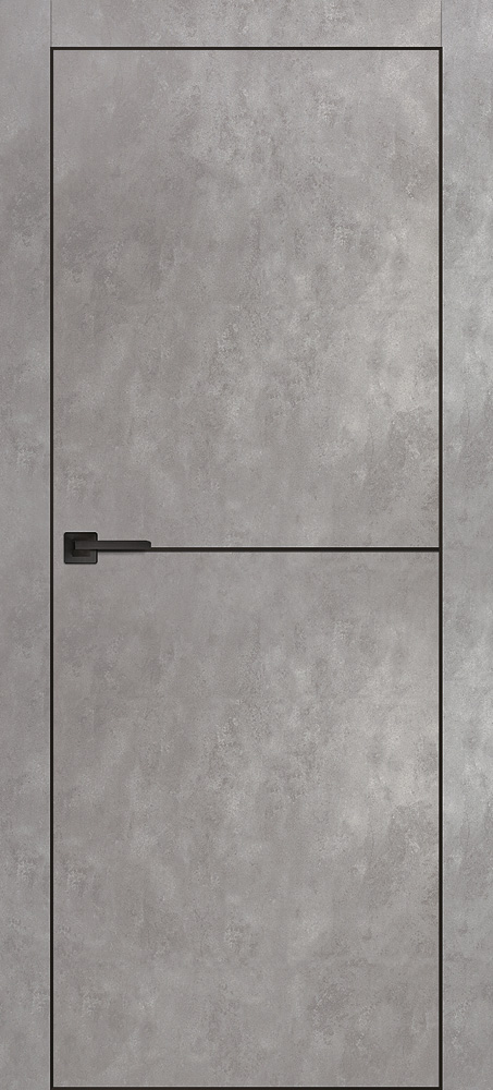 Межкомнатная дверь PX-19 черная кромка с 4-х ст. Серый бетон