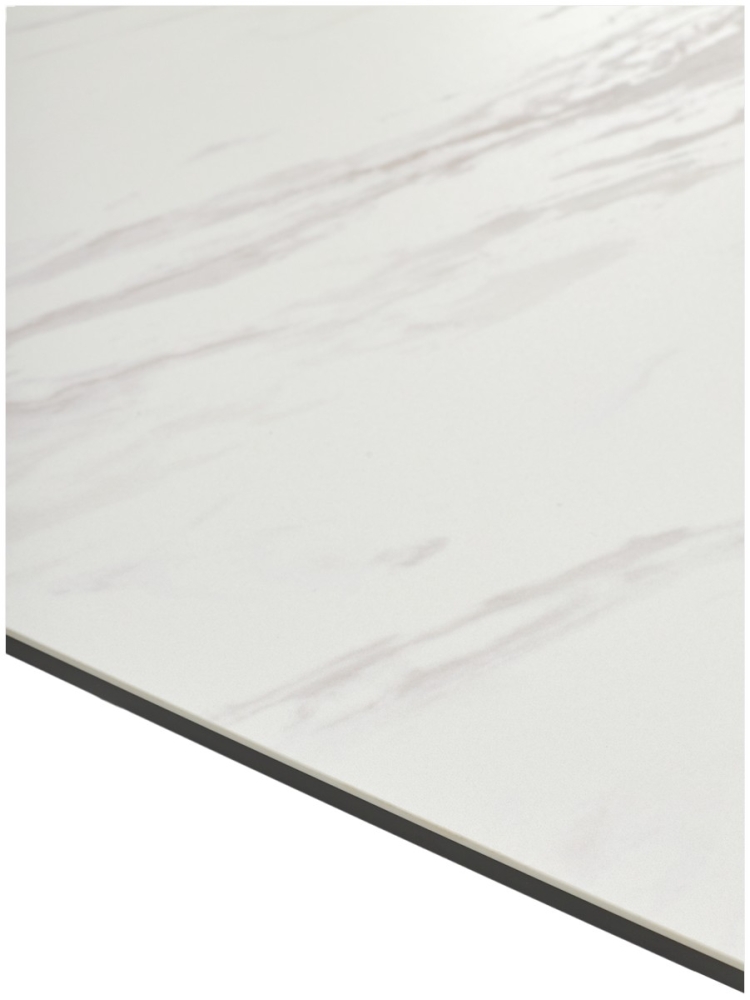 Товар Стол ESTEBIO 160 KL-99 Белый мрамор матовый, итальянская керамика/ Серый металлик, ®DISAUR MC64102