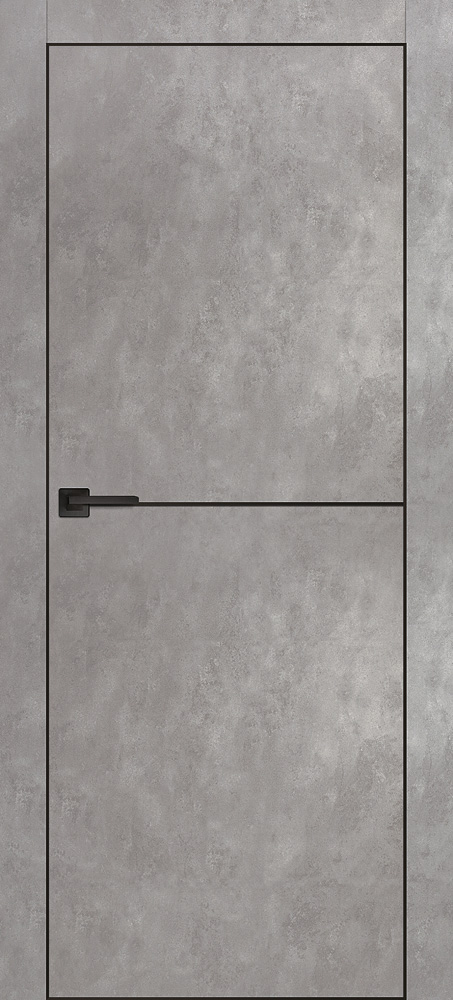 Межкомнатная дверь PX-19 черная кромка с 4-х ст. Серый бетон