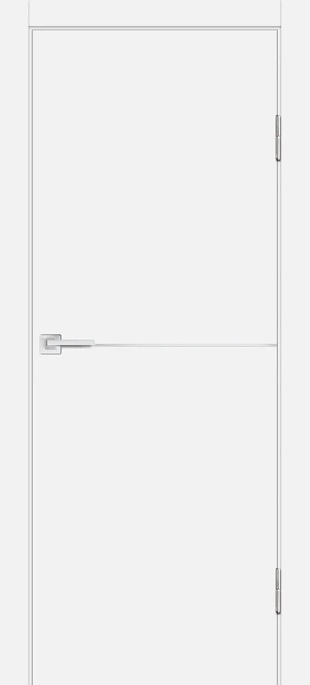 Фото Межкомнатная дверь П-19 ал. молдинг Хром Белый матовый