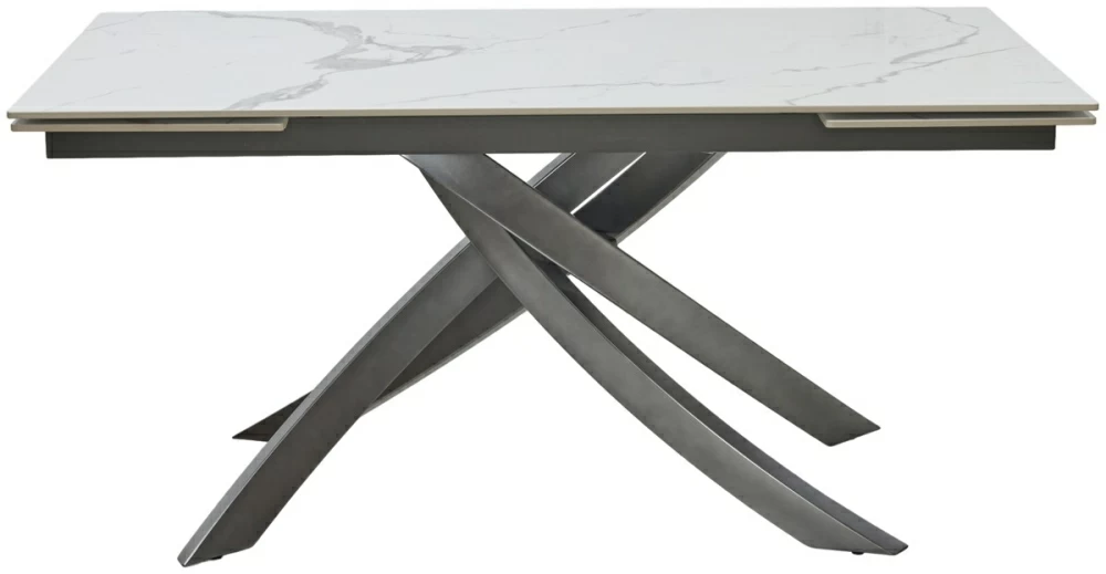 Товар Стол ESTEBIO 160 GLOSS STATUARIO WHITE SOLID CERAMIC / Серый металлик, ®DISAUR MC64103