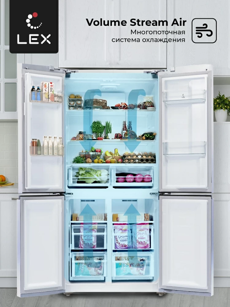 Товар Холодильник Холодильник  трехкамерный отдельностоящий LEX LCD432WID