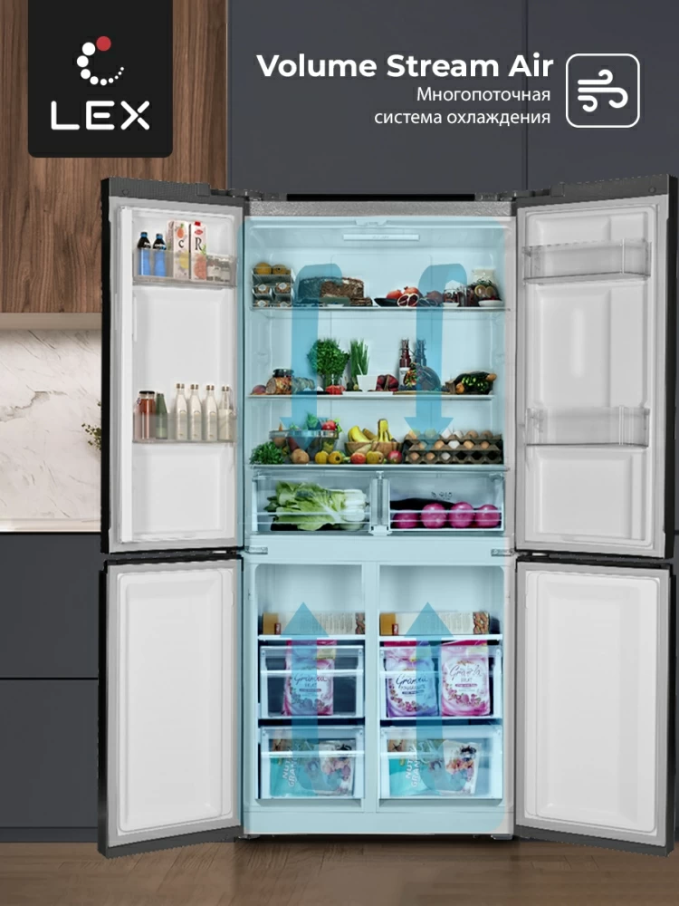 Товар Холодильник Холодильник  трехкамерный отдельностоящий LEX LCD432GrID