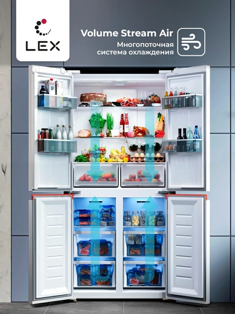 Товар Холодильник Холодильник  трехкамерный отдельностоящий с инвертором LEX LCD505WOrID